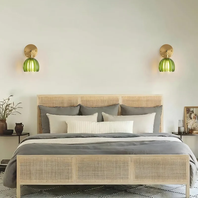 Retro Wandlamp Tulpvormige Glazen Kap E27 Fitting Slaapkamer Hal Woonkamer Eetkamer Interieur Verlichting | Sansoti