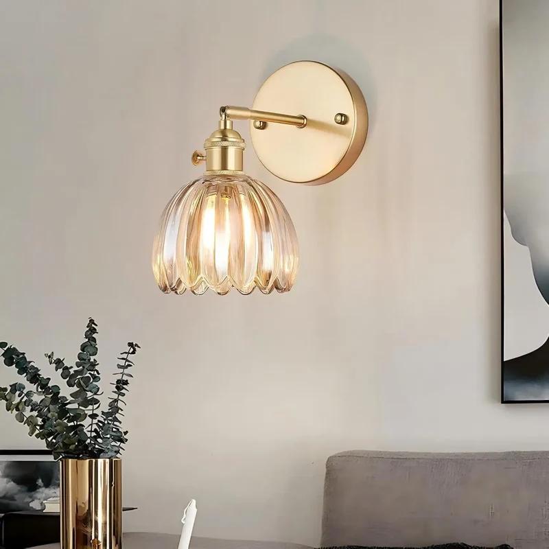 Retro Wandlamp Tulpvormige Glazen Kap E27 Fitting Slaapkamer Hal Woonkamer Eetkamer Interieur Verlichting | Sansoti