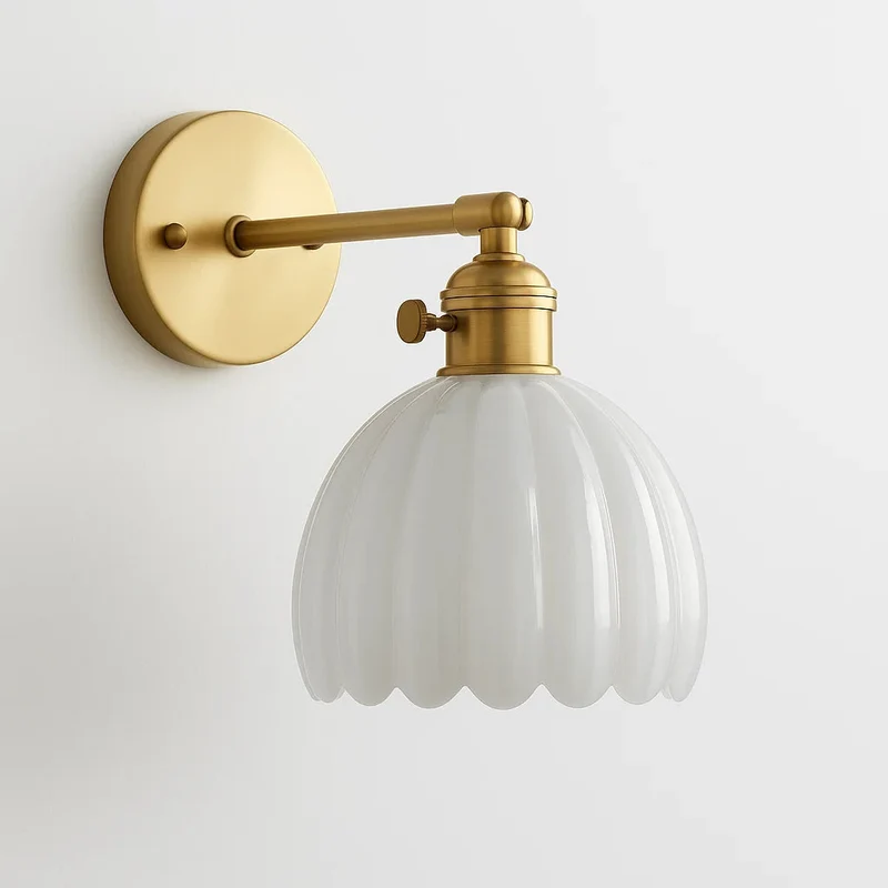 Retro Wandlamp Tulpvormige Glazen Kap E27 Fitting Slaapkamer Hal Woonkamer Eetkamer Interieur Verlichting | Sansoti