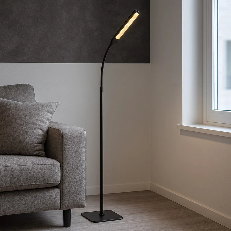Stalen Vloerlamp Zwart LED 140cm Verstelbaar Dimbaar met Afstandsbediening Leeslamp Scandinavisch Design | Sansoti