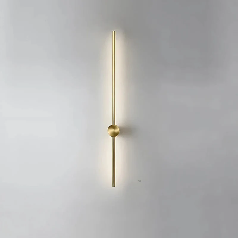 Minimalistische LED Wandlamp Aluminium 60-80cm Zwart Goud Woonkamer Slaapkamer Hal Modern Strak Design | Sansoti
