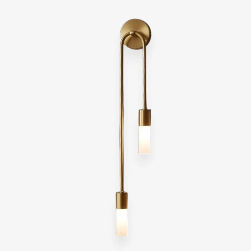 Wandlamp Goud met Dubbele Matte Glazen Cilinders 55cm Warm Wit Licht Verticaal Modern Design Woonkamer | Sansoti