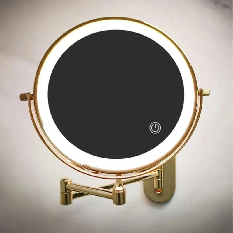 Vergrotende Wandspiegel Goud met LED Verlichting Oplaadbaar 360° Draaibaar voor Make-up Badkamer Scheerapparaat | Sansoti