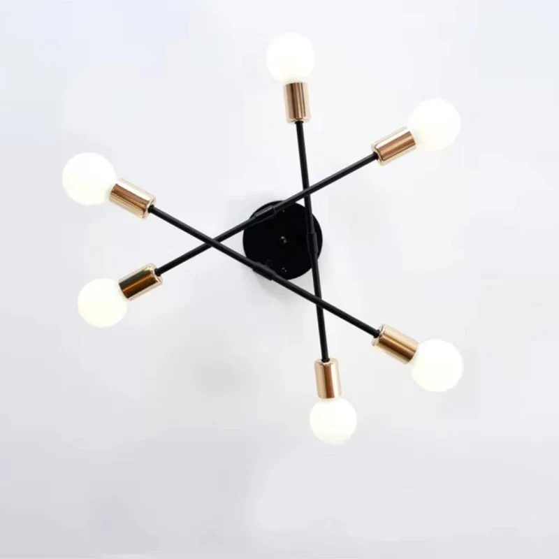 Plafondlamp Starburst IJzeren Armen E27 Nordic Mid-Century Design Moderne Verlichting voor Woonkamer Eetkamer | Sansoti
