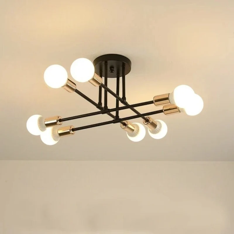 Plafondlamp Starburst IJzeren Armen E27 Nordic Mid-Century Design Moderne Verlichting voor Woonkamer Eetkamer | Sansoti