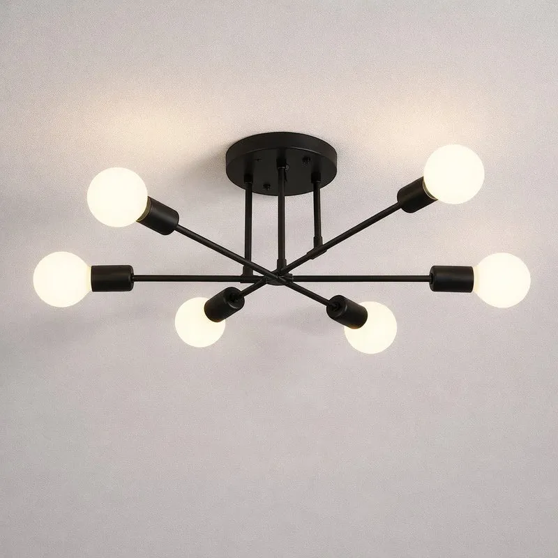 Plafondlamp Starburst IJzeren Armen E27 Nordic Mid-Century Design Moderne Verlichting voor Woonkamer Eetkamer | Sansoti