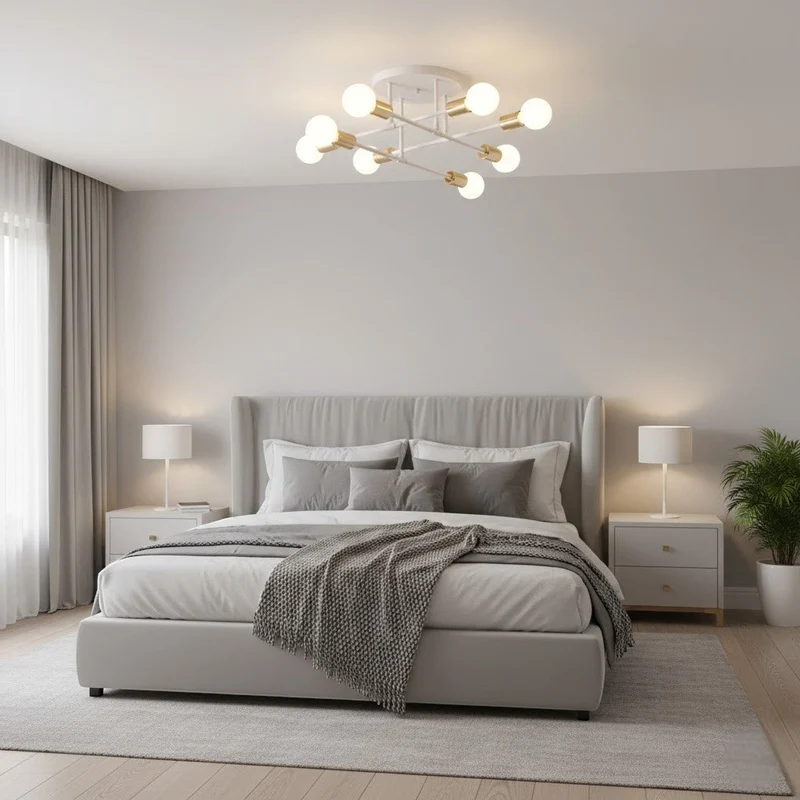 Plafondlamp Starburst IJzeren Armen E27 Nordic Mid-Century Design Moderne Verlichting voor Woonkamer Eetkamer | Sansoti