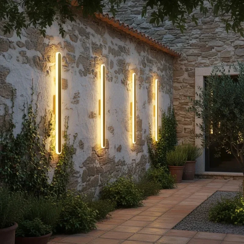 Aluminium Buitenwandlamp Afgeronde Randen IP65 LED Verlichting Gevel Entree Tuin Balkon Zwart Wit Goud | Sansoti