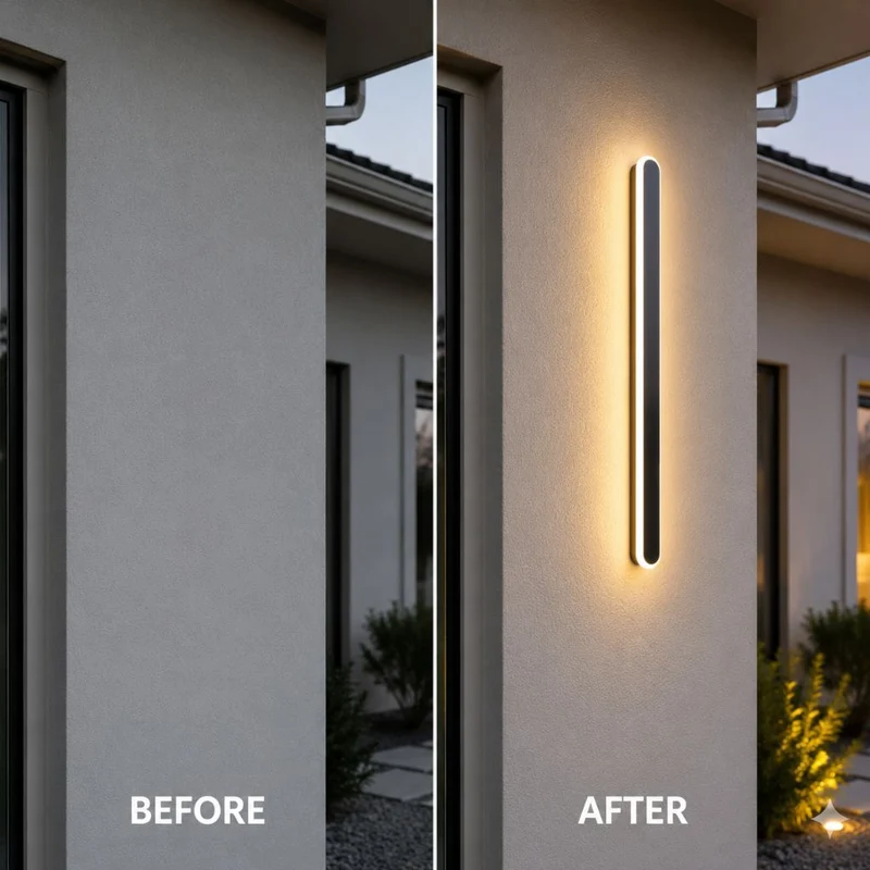 Aluminium Buitenwandlamp Afgeronde Randen IP65 LED Verlichting Gevel Entree Tuin Balkon Zwart Wit Goud | Sansoti
