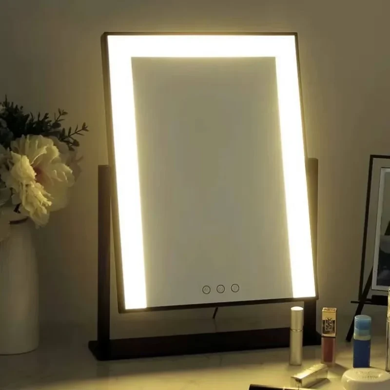 Verlichte Make-up Spiegel 15x Vergroting LED Touch Dimbaar 360° Draaibaar Cosmetica Tafelspiegel Badkamer | Sansoti