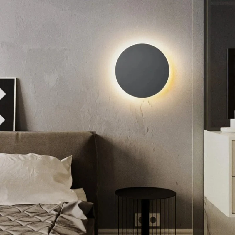 Ronde LED Wandlamp met Achtergrondverlichting Aluminium Acrylic Design Gang Slaapkamer Woonkamer Verlichting | Sansoti