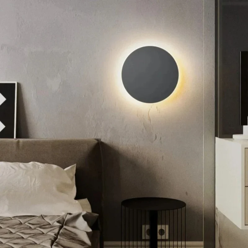 Ronde LED Wandlamp met Achtergrondverlichting Aluminium Acrylic Design Gang Slaapkamer Woonkamer Verlichting | Sansoti