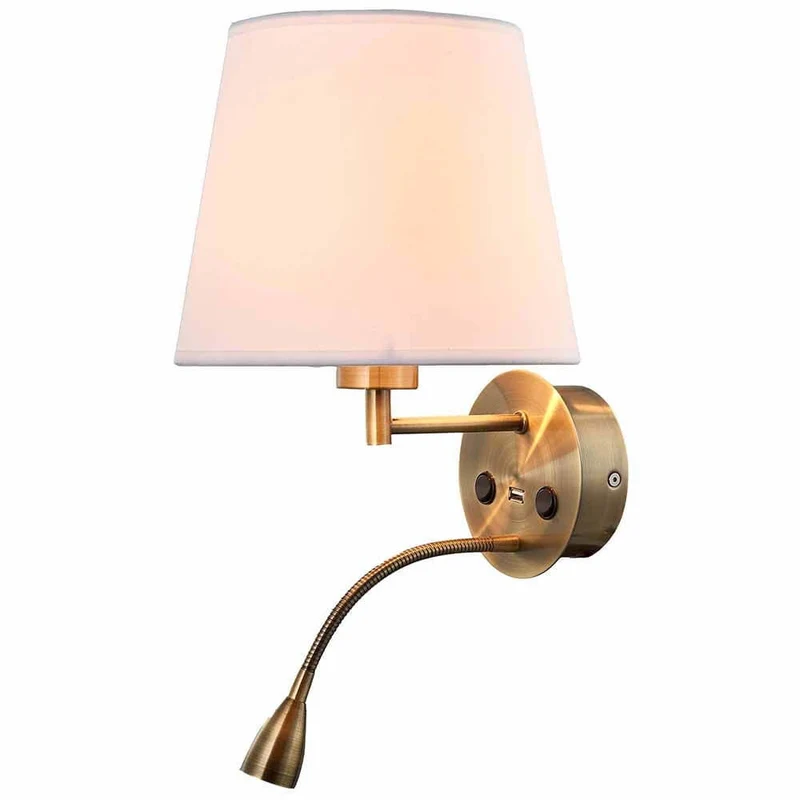 Caicos Wandleuchte + LED-Lesespot + USB-Anschluss