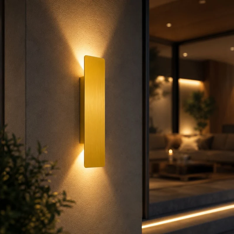 Aluminium Wandlamp Goudkleurig IP65 Waterdicht LED Buitenverlichting voor Tuin Balkon Terras 6W 18W 24W | Sansoti