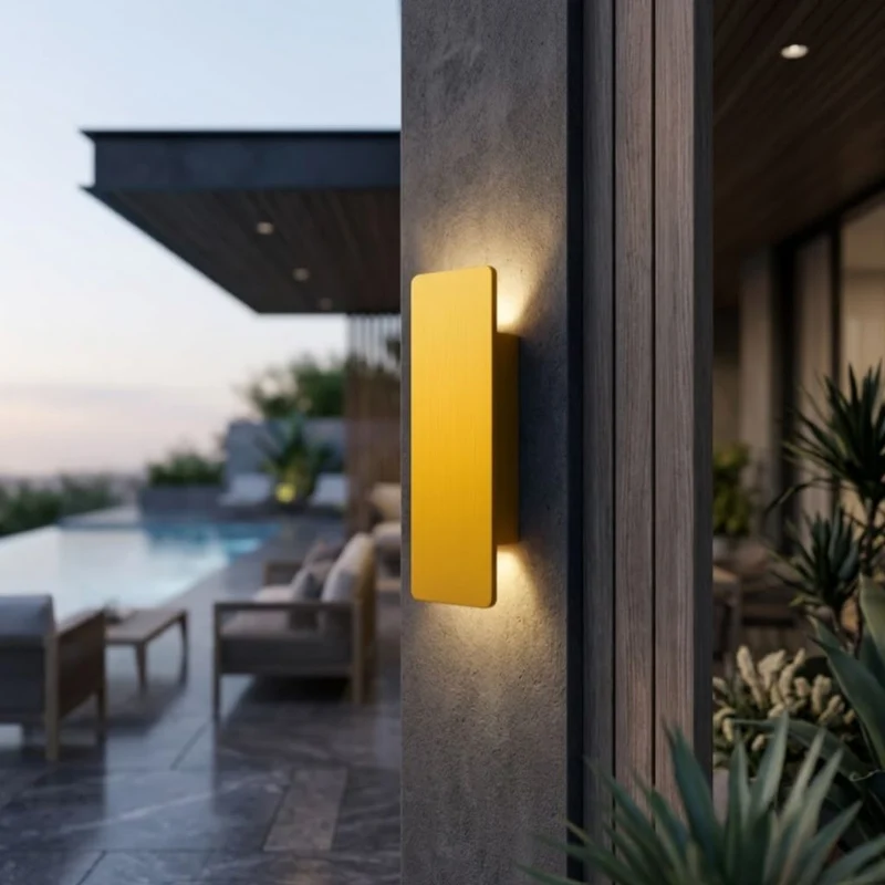 Aluminium Wandlamp Goudkleurig IP65 Waterdicht LED Buitenverlichting voor Tuin Balkon Terras 6W 18W 24W | Sansoti