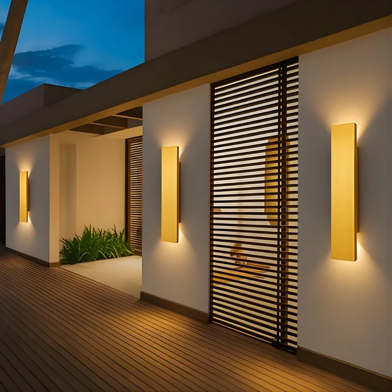 Aluminium Wandlamp Goudkleurig IP65 Waterdicht LED Buitenverlichting voor Tuin Balkon Terras 6W 18W 24W | Sansoti