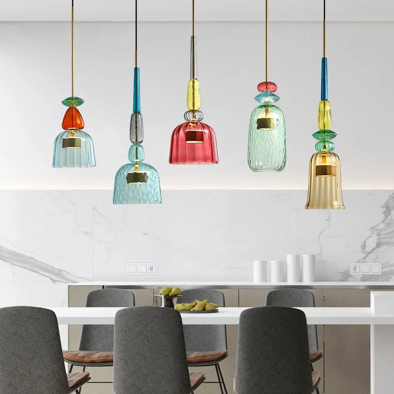 Glazen Hanglamp Gekleurd Glas Verstelbaar 160mm Moderne Verlichting Eetkamer Woonkamer Slaapkamer Design | Sansoti