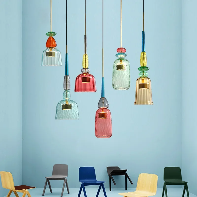 Glazen Hanglamp Gekleurd Glas Verstelbaar 160mm Moderne Verlichting Eetkamer Woonkamer Slaapkamer Design | Sansoti