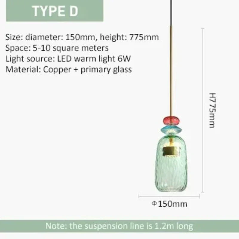 Glazen Hanglamp Gekleurd Glas Verstelbaar 160mm Moderne Verlichting Eetkamer Woonkamer Slaapkamer Design | Sansoti