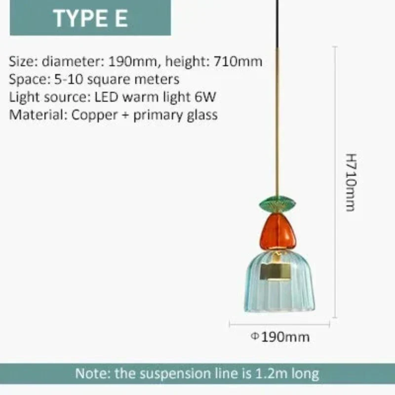 Glazen Hanglamp Gekleurd Glas Verstelbaar 160mm Moderne Verlichting Eetkamer Woonkamer Slaapkamer Design | Sansoti