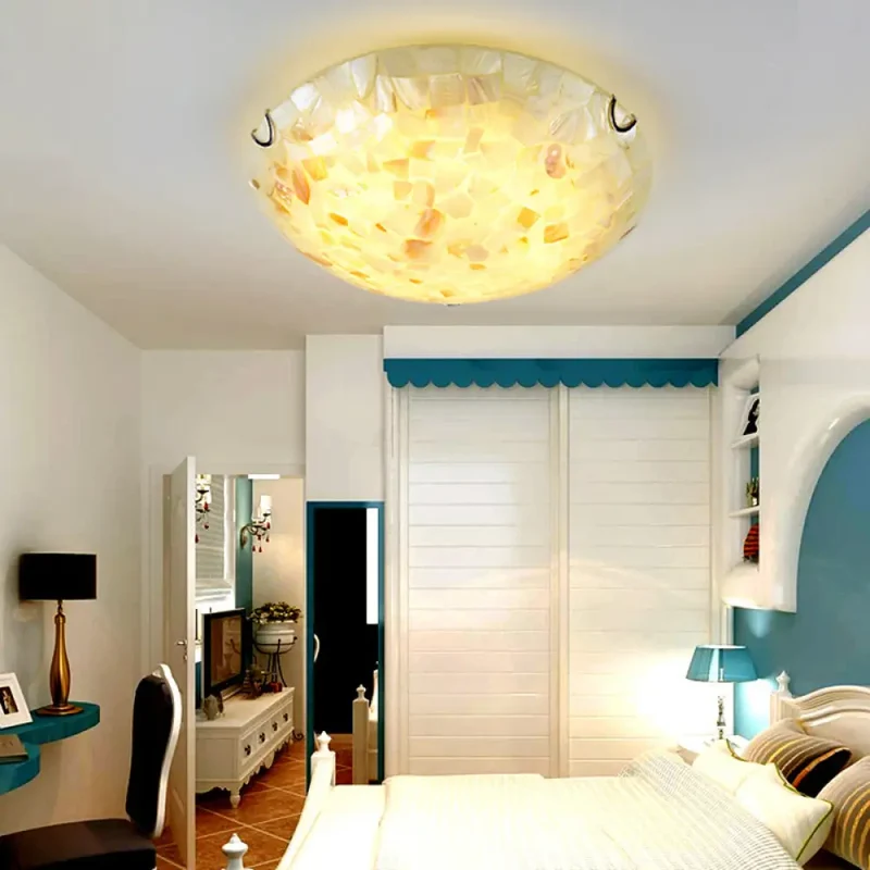 Plafondlamp Schelpen Mozaïek 2-3 Lichtpunten E26 E27 Slaapkamer Eetkamer Hal Flush Mount Verlichting | Sansoti