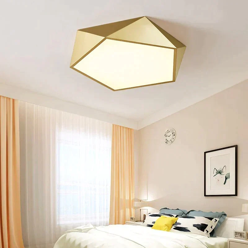 Geometrische Plafondlamp Goud met Dimfunctie Afstandsbediening LED Modern Design Woonkamer Slaapkamer | Sansoti