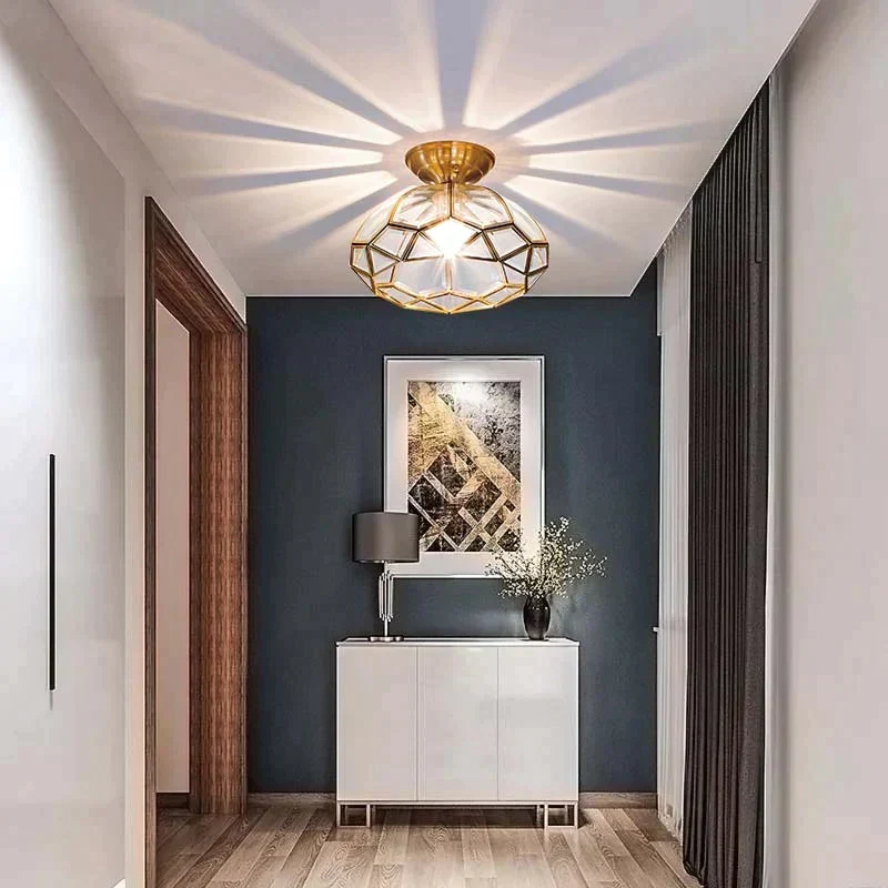 Koperen Plafondlamp Minimalistisch Design Hal Slaapkamer Woonkamer LED Verlichting Opbouwmontage E27 | Sansoti