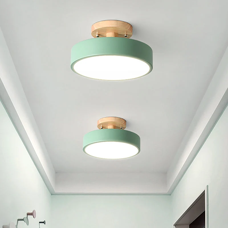 Trommel Plafondlamp LED Hout Scandinavisch Design Gang Hal Slaapkamer Woonkamer Modern Verlichtingsarmatuur | Sansoti