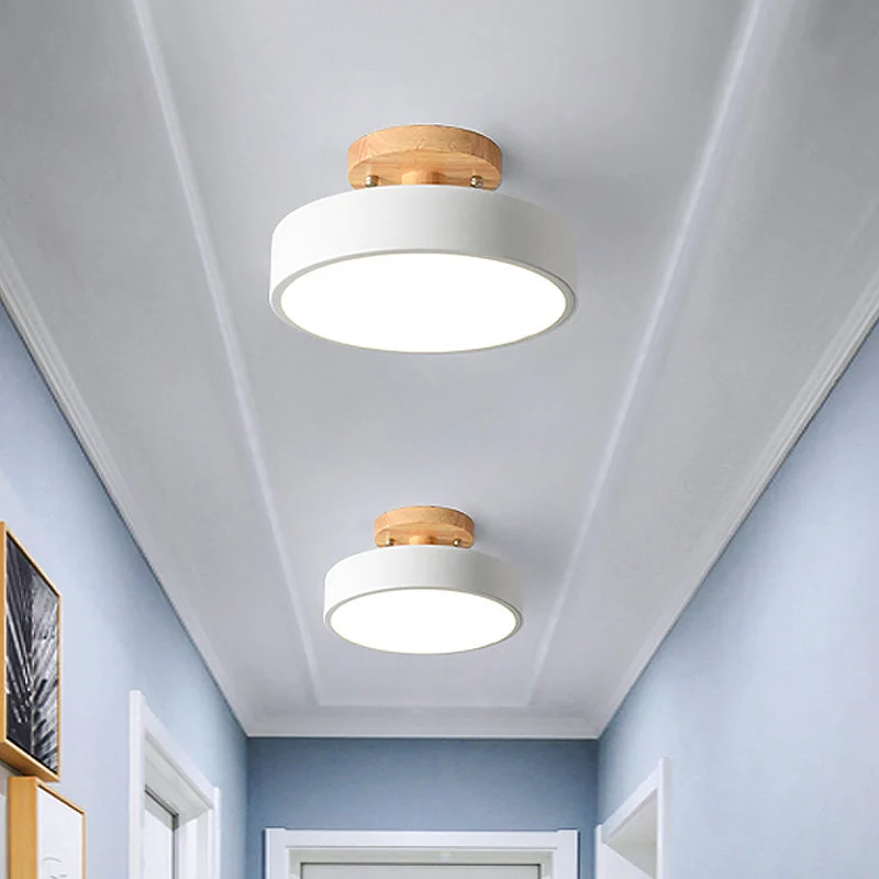 Trommel Plafondlamp LED Hout Scandinavisch Design Gang Hal Slaapkamer Woonkamer Modern Verlichtingsarmatuur | Sansoti