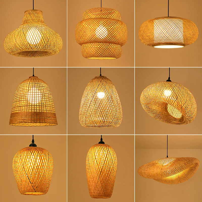 Handgevlochten Rotan Hanglamp Natuurlijk Design Warm Licht Eetkamer Woonkamer Bohemian Stijl Lampenkap | Sansoti