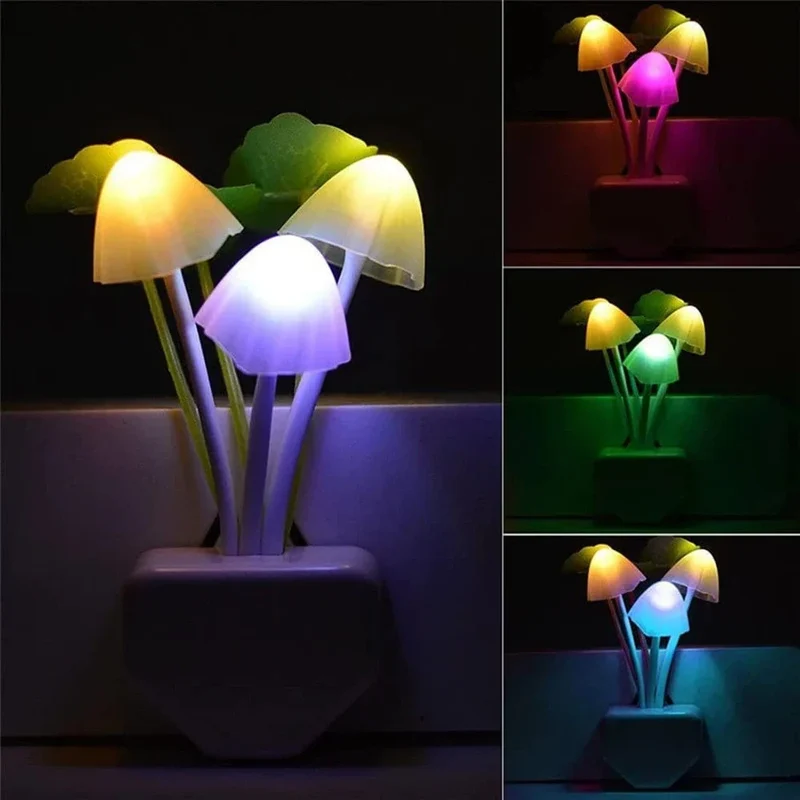Paddenstoel Nachtlampje met Lichtsensor 220V EU Stekker Zachte Silicone Sfeerverlichting Kinderkamer | Sansoti
