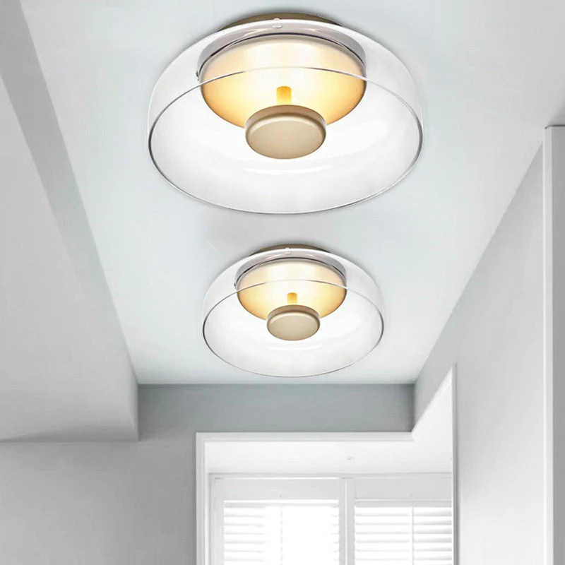 Glazen Plafondlamp LED met Rookgrijs of Amber Glas voor Entree Hal Gang Woonkamer Modern Scandinavisch Design | Sansoti