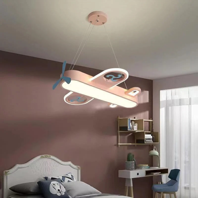 Hanglamp Vliegtuig Kinderkamer LED Dimbaar met Afstandsbediening Acryl IJzer 20cm Plafondlamp Jongenskamer | Sansoti