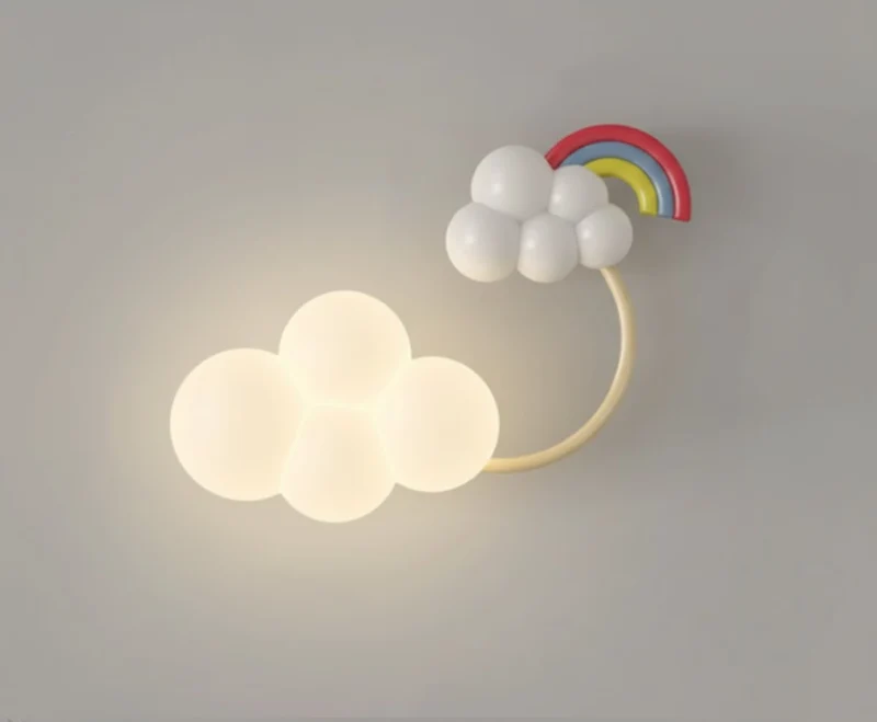 LED Wandlamp Kinderkamer met Vliegtuig Wolk Regenboog Ster Motief Drie Lichttemperaturen Dimbaar Sfeerlicht | Sansoti