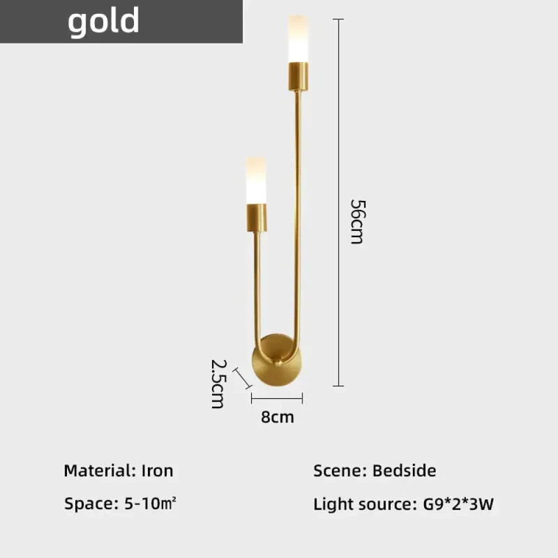 Minimalistische LED Wandlamp Slaapkamer Zwart Goud Verstelbare Lichtrichting Modern Design Leeslamp Sfeerverlichting | Sansoti