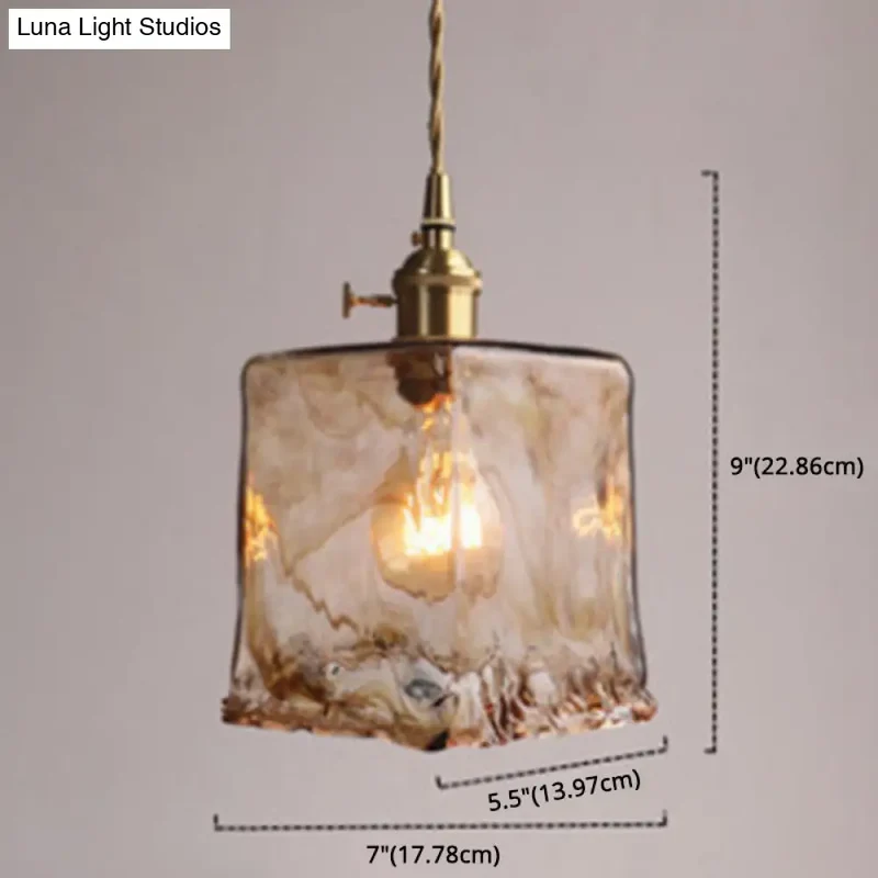 Hanglamp Glas Amber Vintage Metaal Woonkamer Eetkamer Keuken Industrieel Design Sfeerverlichting Retro | Sansoti