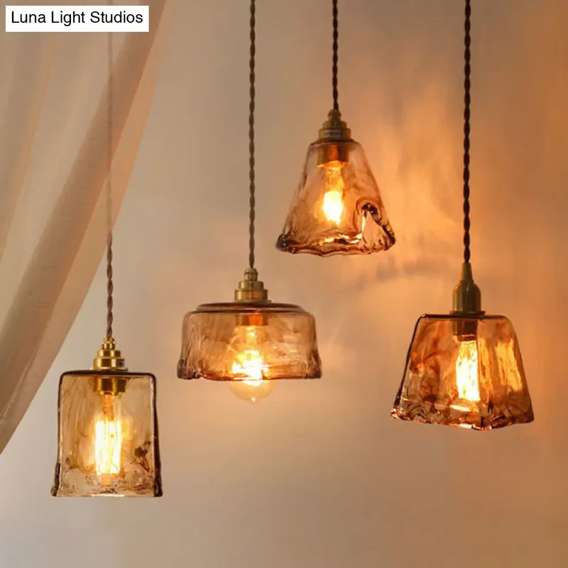 Hanglamp Glas Amber Vintage Metaal Woonkamer Eetkamer Keuken Industrieel Design Sfeerverlichting Retro | Sansoti