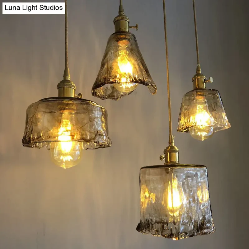 Hanglamp Glas Amber Vintage Metaal Woonkamer Eetkamer Keuken Industrieel Design Sfeerverlichting Retro | Sansoti