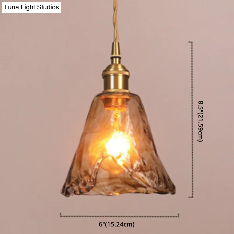 Hanglamp Glas Amber Vintage Metaal Woonkamer Eetkamer Keuken Industrieel Design Sfeerverlichting Retro | Sansoti
