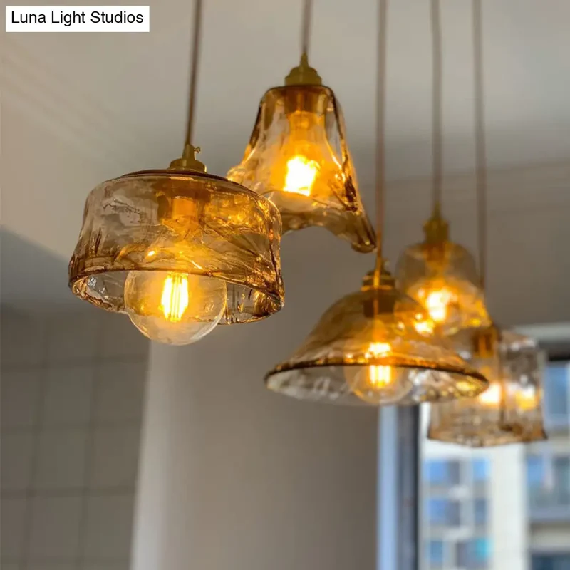 Hanglamp Glas Amber Vintage Metaal Woonkamer Eetkamer Keuken Industrieel Design Sfeerverlichting Retro | Sansoti