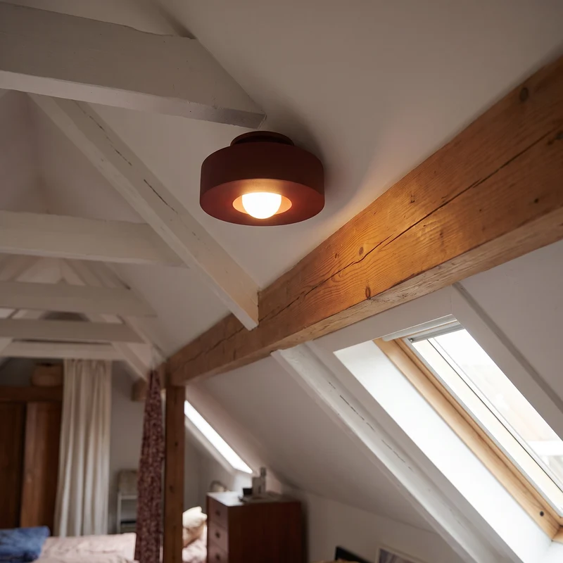 Plafondlamp Zolder Schuin Dak LED 3000K 30 cm Vlak Tegen Plafond Resin Zwart Groen Rood | Sansoti