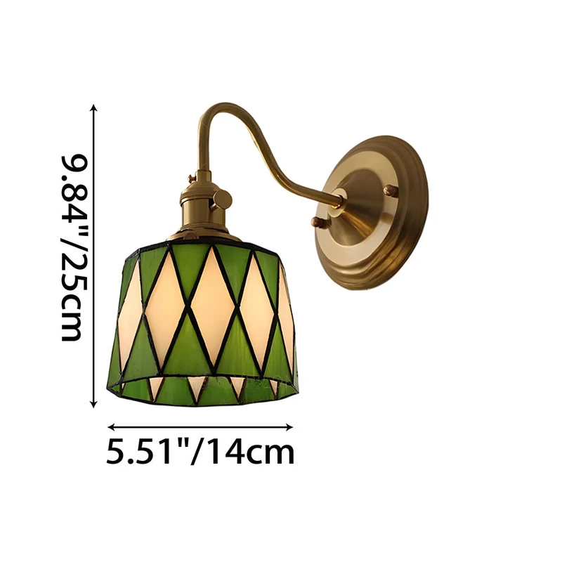 Wandlamp Trappenhuis Glas in Lood Koper E27 Diameter 13-16 cm Tiffany Stijl Hal Overloop | Sansoti