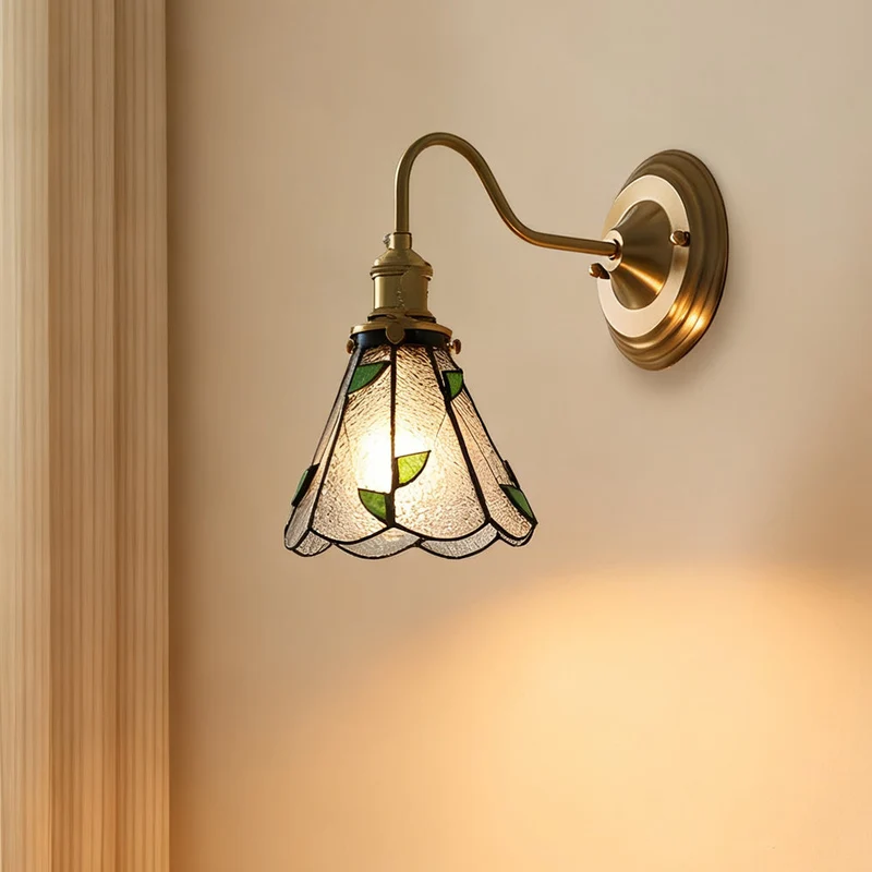 Wandlamp Trappenhuis Glas in Lood Koper E27 Diameter 13-16 cm Tiffany Stijl Hal Overloop | Sansoti