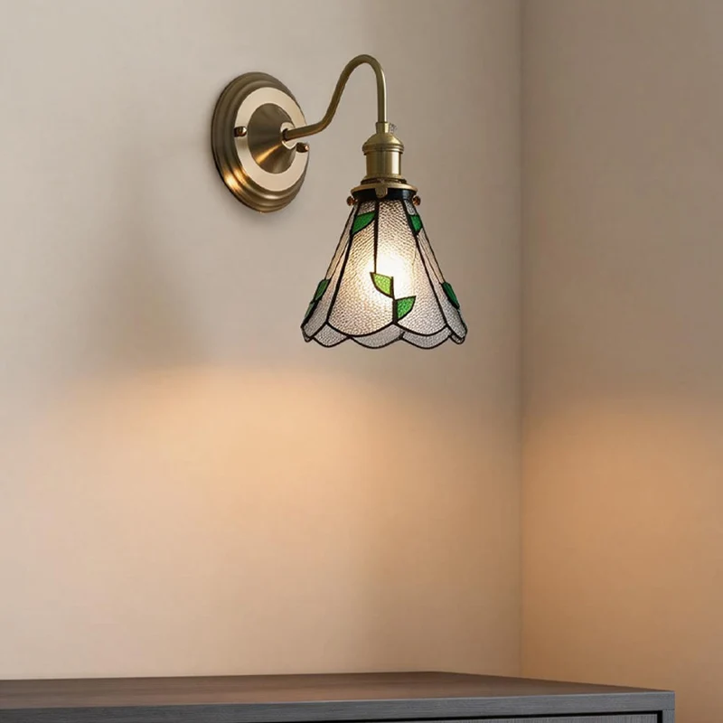 Wandlamp Trappenhuis Glas in Lood Koper E27 Diameter 13-16 cm Tiffany Stijl Hal Overloop | Sansoti