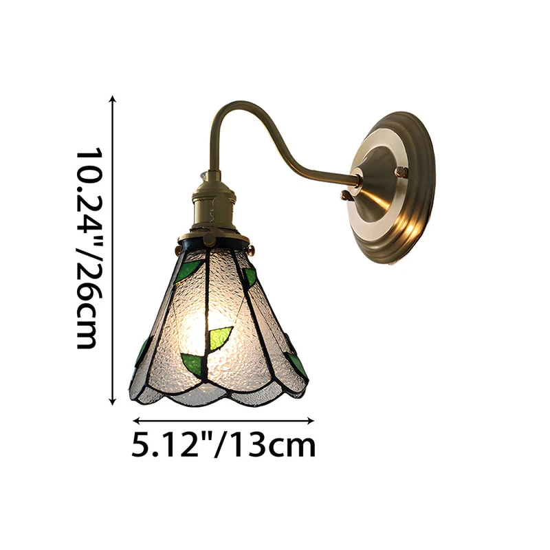 Wandlamp Trappenhuis Glas in Lood Koper E27 Diameter 13-16 cm Tiffany Stijl Hal Overloop | Sansoti