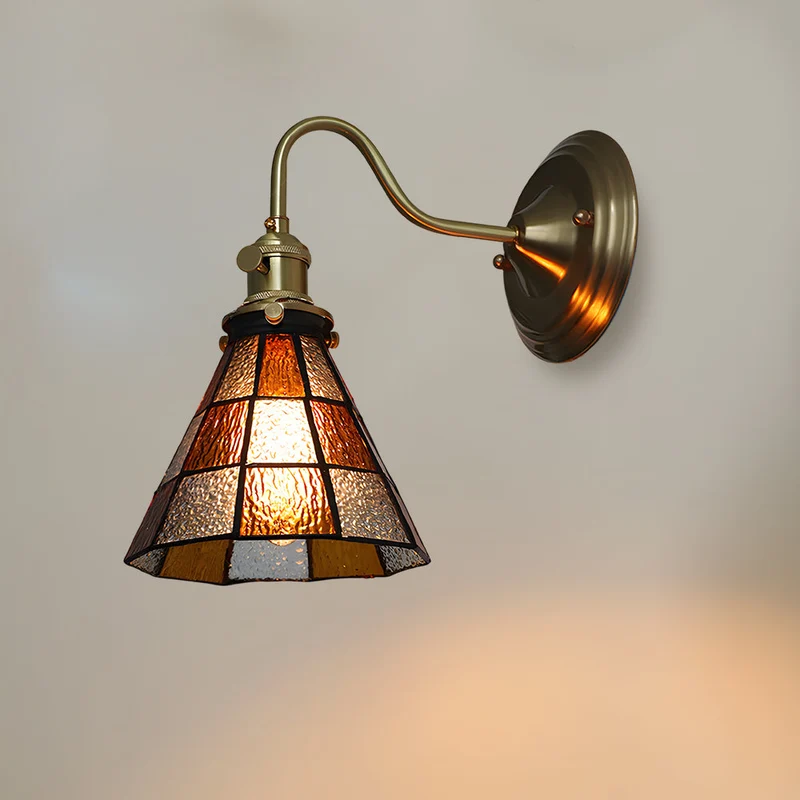 Wandlamp Trappenhuis Glas in Lood Koper E27 Diameter 13-16 cm Tiffany Stijl Hal Overloop | Sansoti