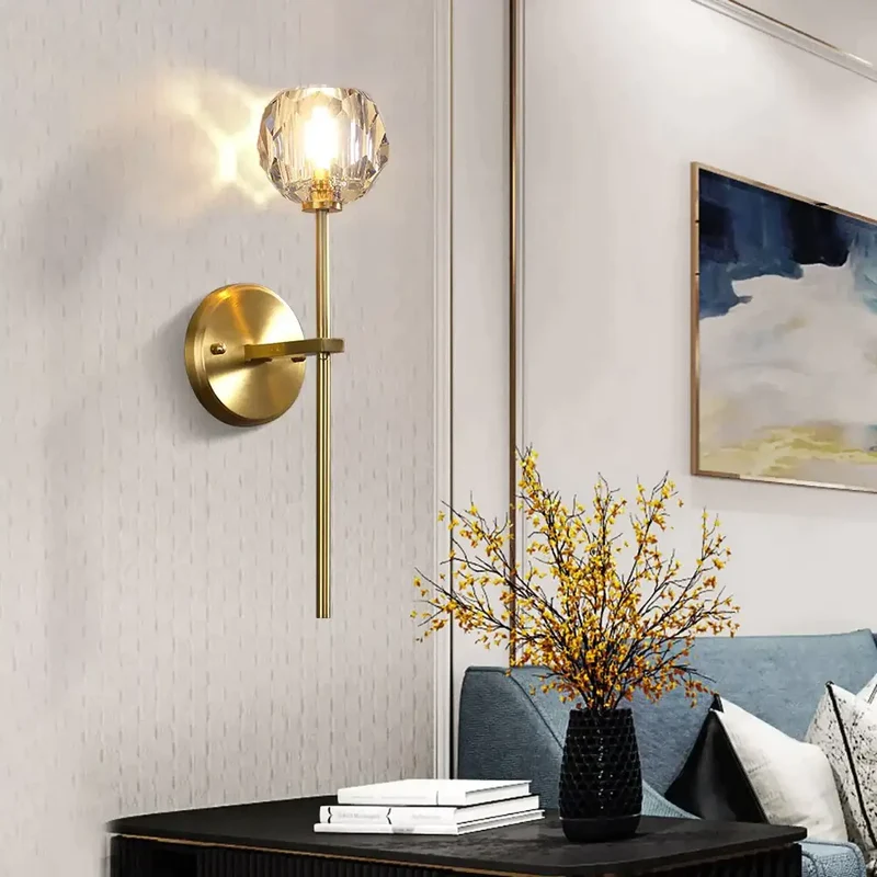 Kristallen Wandlamp Koper Warm Wit Licht Moderne Verlichting Woonkamer Slaapkamer Hal Decoratief Sfeervol | Sansoti