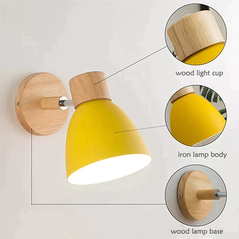 Houten Wandlamp Leeslamp E27 Fitting Scandinavisch Design Sfeervol Leeslicht Bedlamp Woonkamer Slaapkamer | Sansoti