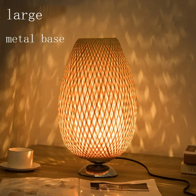 Bamboe Tafellamp Vintage Scandinavisch Design Warm Licht Slaapkamer Woonkamer Bureaulamp Oosterse Stijl | Sansoti