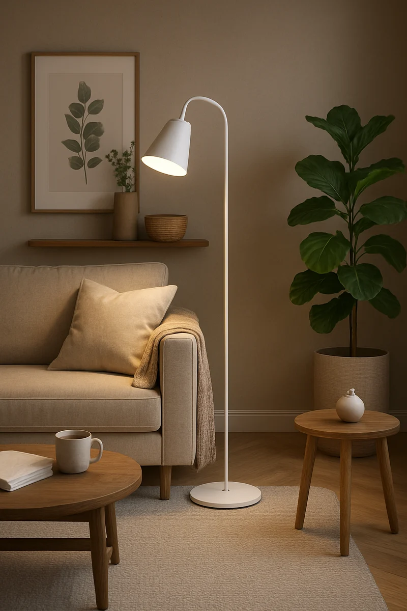 Staande Scandinavische Lamp Metaal Hout E27 Zwart Wit Leeslamp Woonkamer Sfeerlicht Modern Minimalistisch | Sansoti